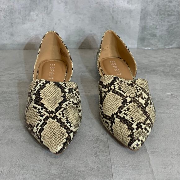 ESPRIT Natural Snake Piper Almond-Toe Slip-On Flats SZ 10 - Picture 2 of 9
